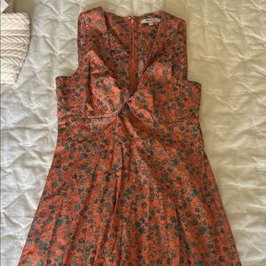 Madewell Rust Midi Dress with Teal Floral Print
